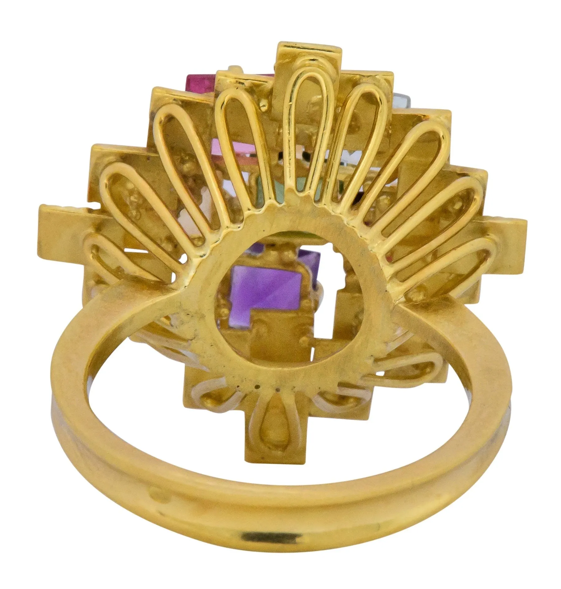 H. Stern 4.35 CTW Multi-Gem Tourmaline Amethyst Citrine Garnet 18 Karat Gold Cocktail Ring