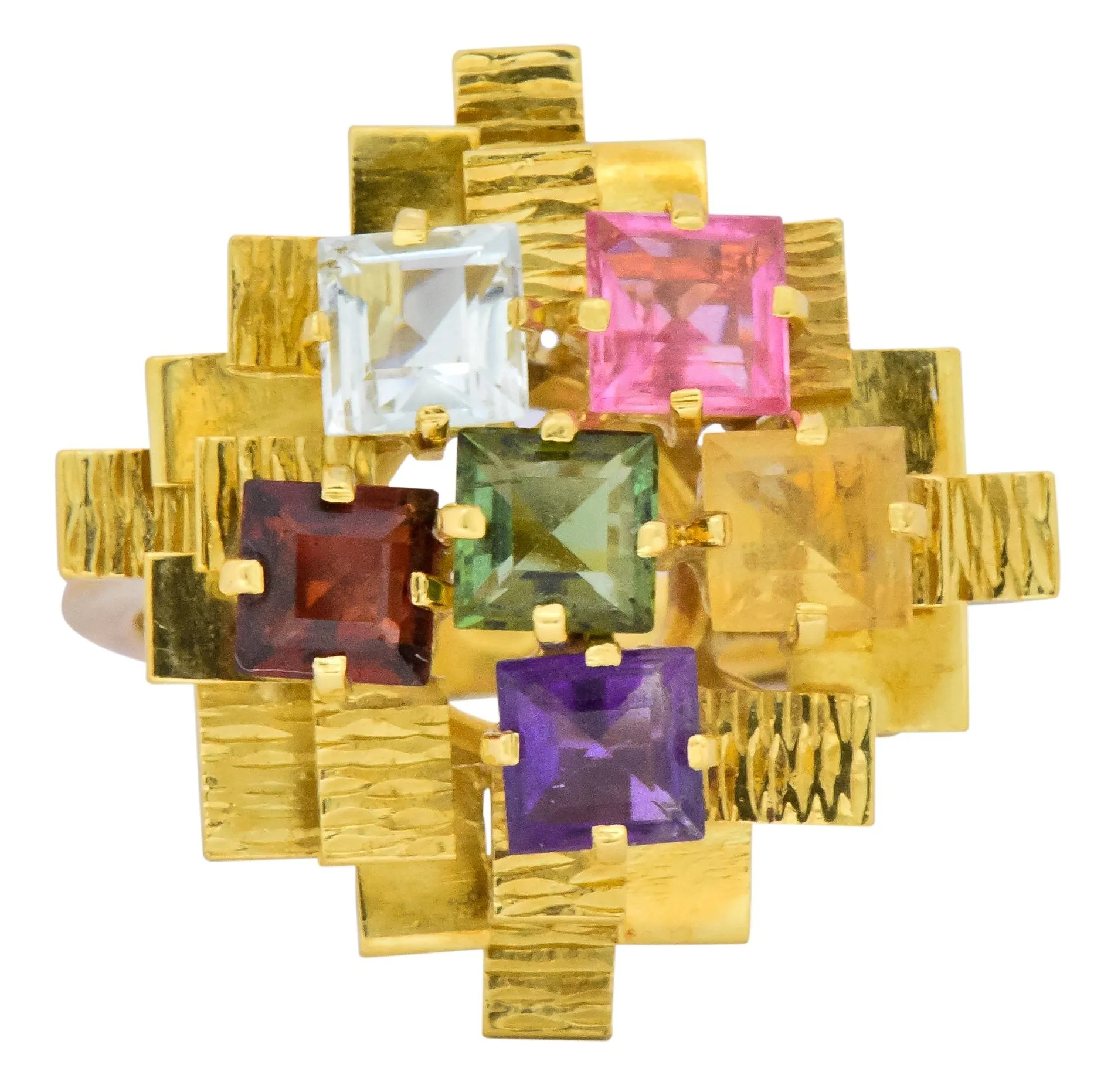 H. Stern 4.35 CTW Multi-Gem Tourmaline Amethyst Citrine Garnet 18 Karat Gold Cocktail Ring