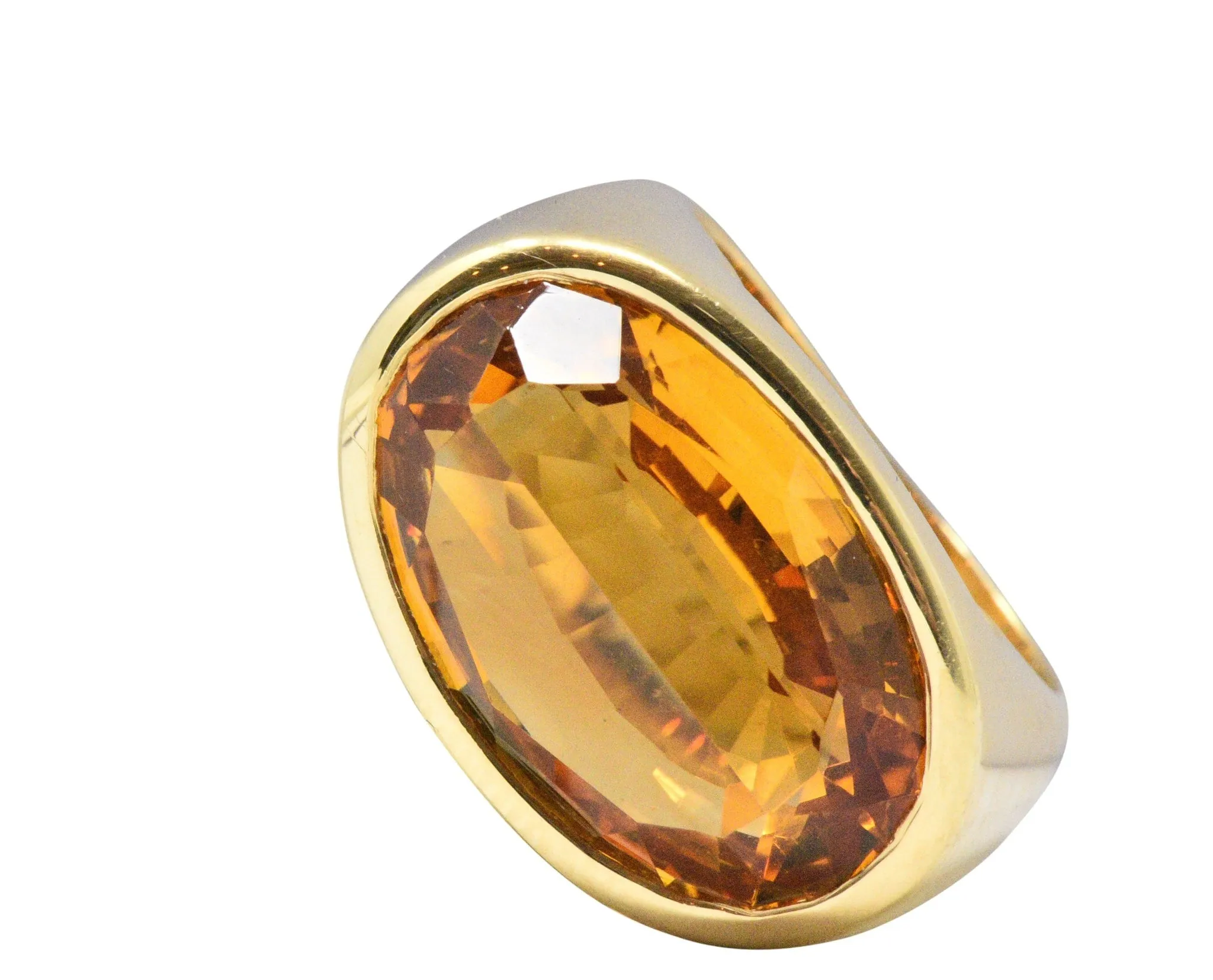 H. Stern Citrine And 18 Karat Large Gold Cocktail Ring