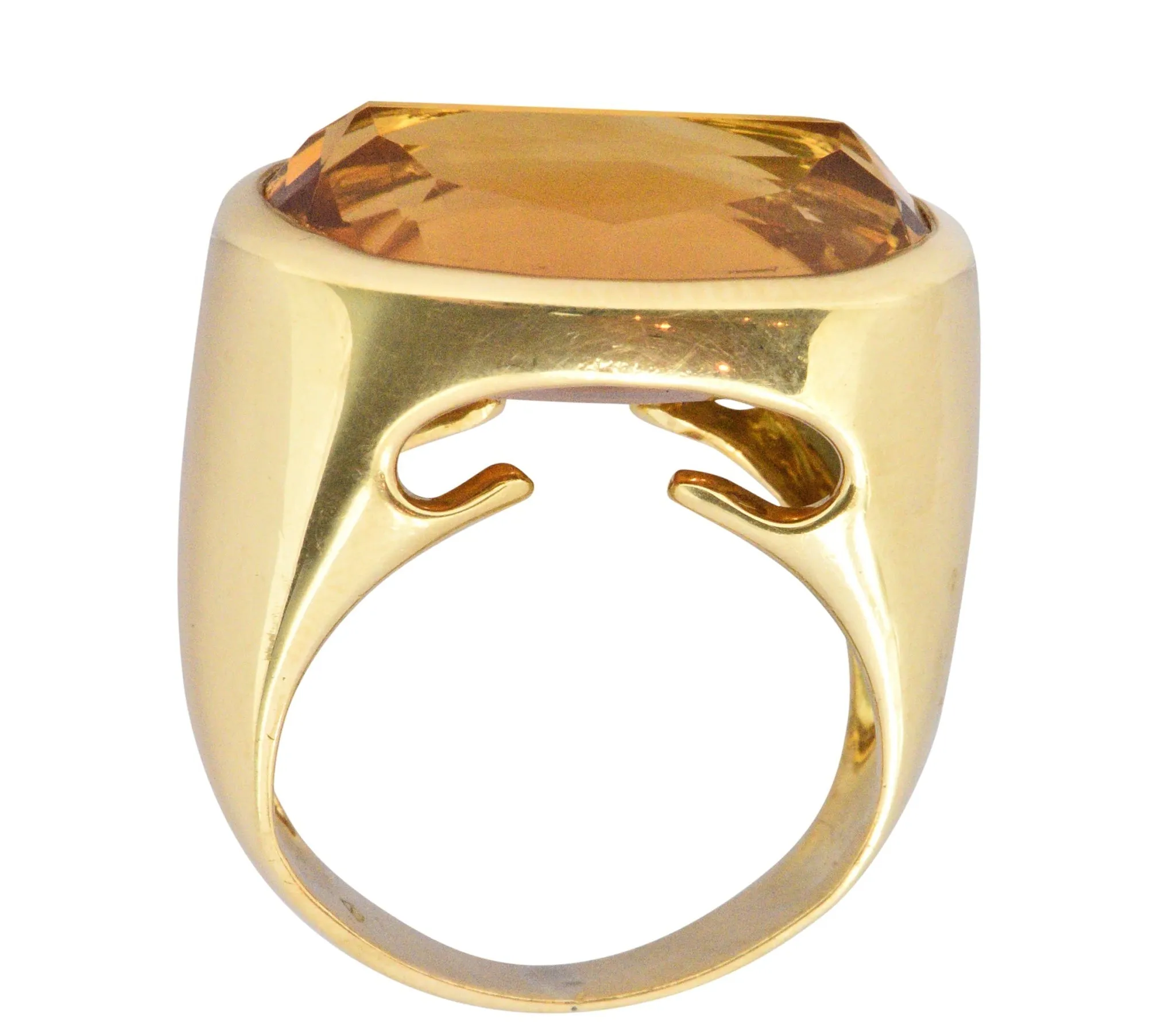 H. Stern Citrine And 18 Karat Large Gold Cocktail Ring