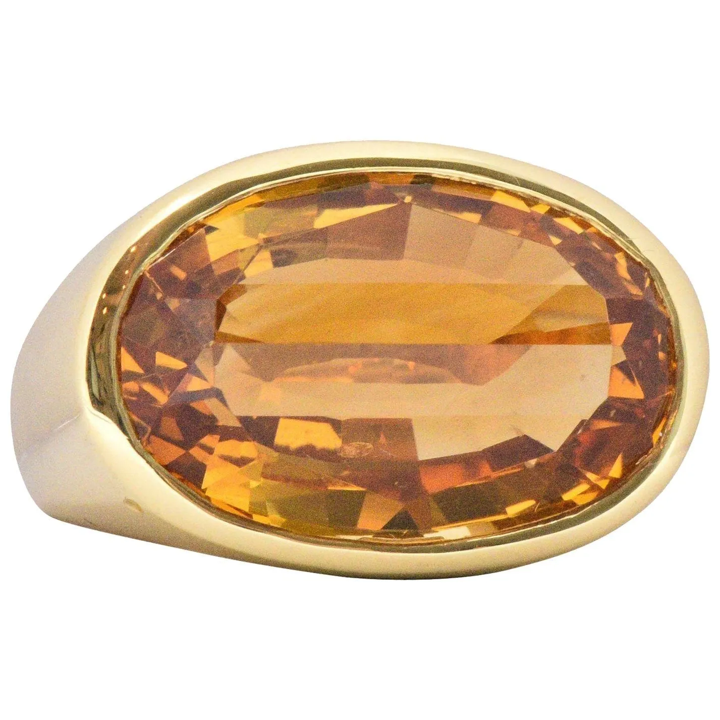 H. Stern Citrine And 18 Karat Large Gold Cocktail Ring