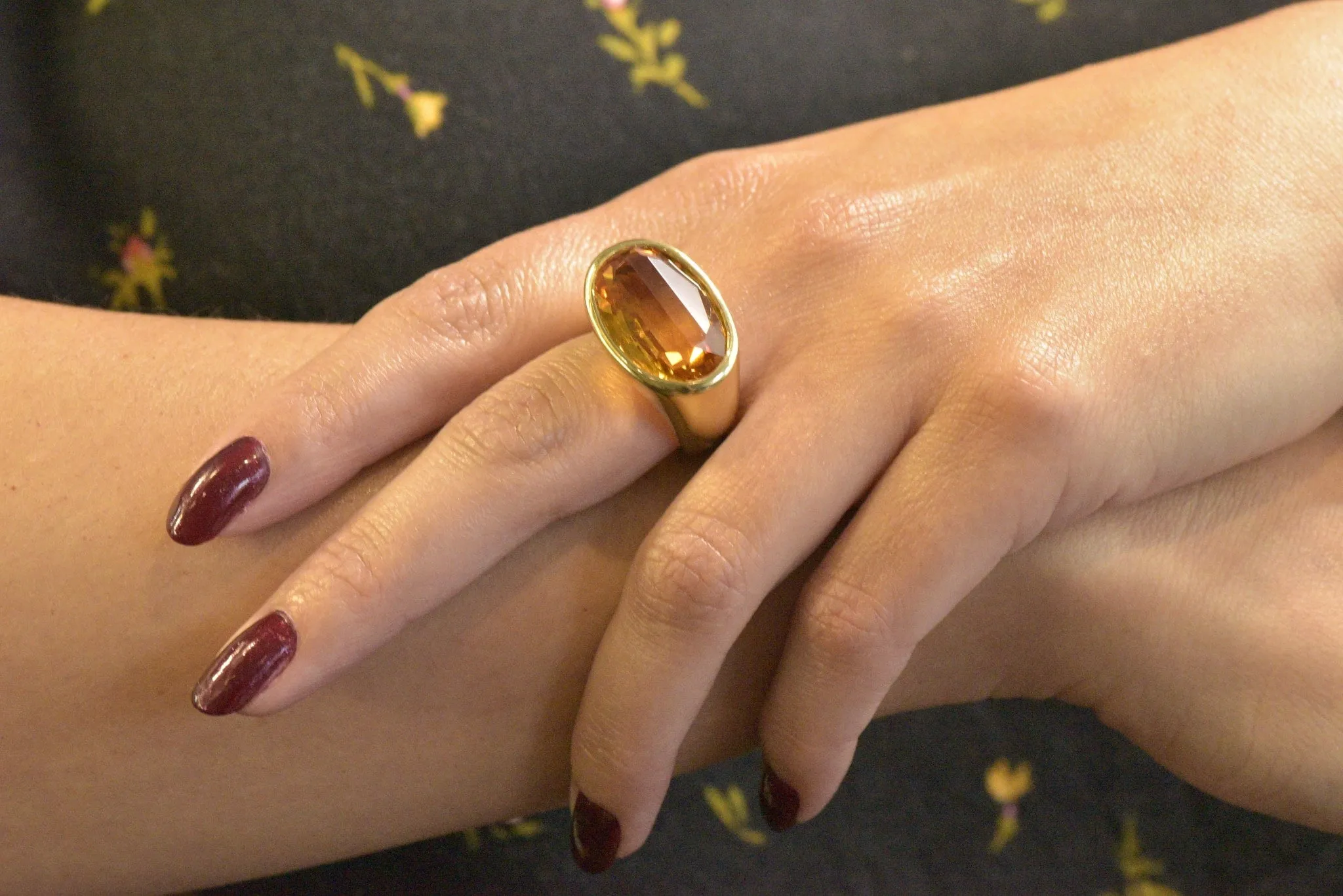 H. Stern Citrine And 18 Karat Large Gold Cocktail Ring