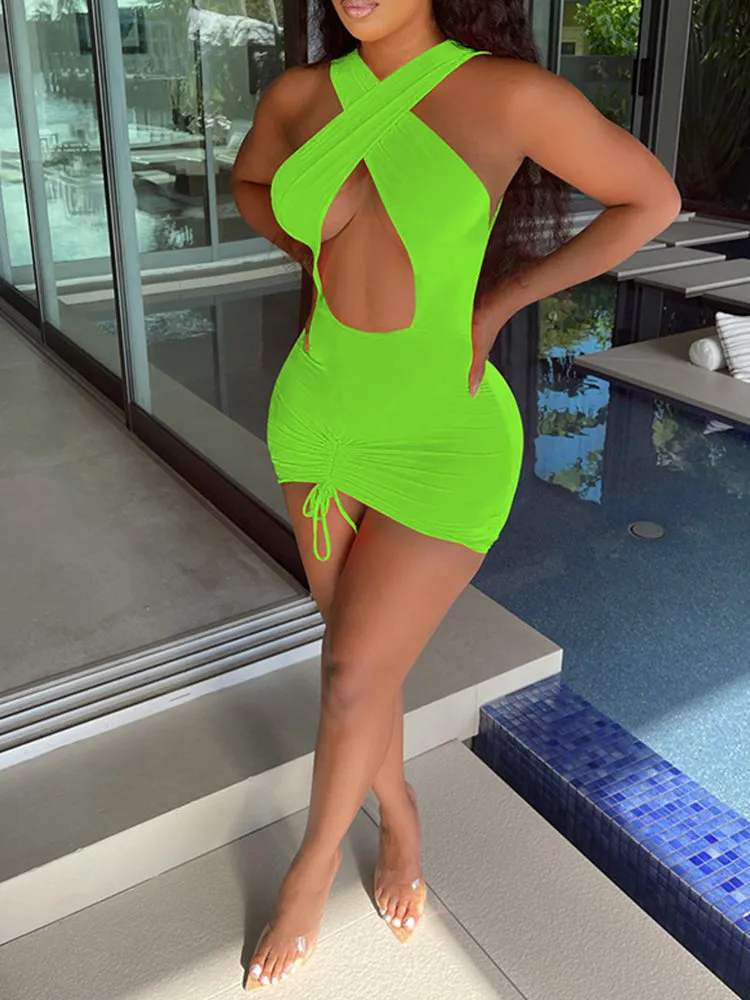 Halter Cut Out Mini Dress