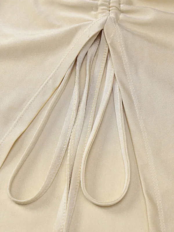 Halterneck Maxi Dress with Cut-Out and Lace-Up Design