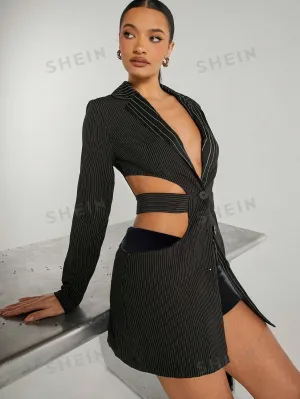 Haute Pinstripe Cut Out Blazer Dress