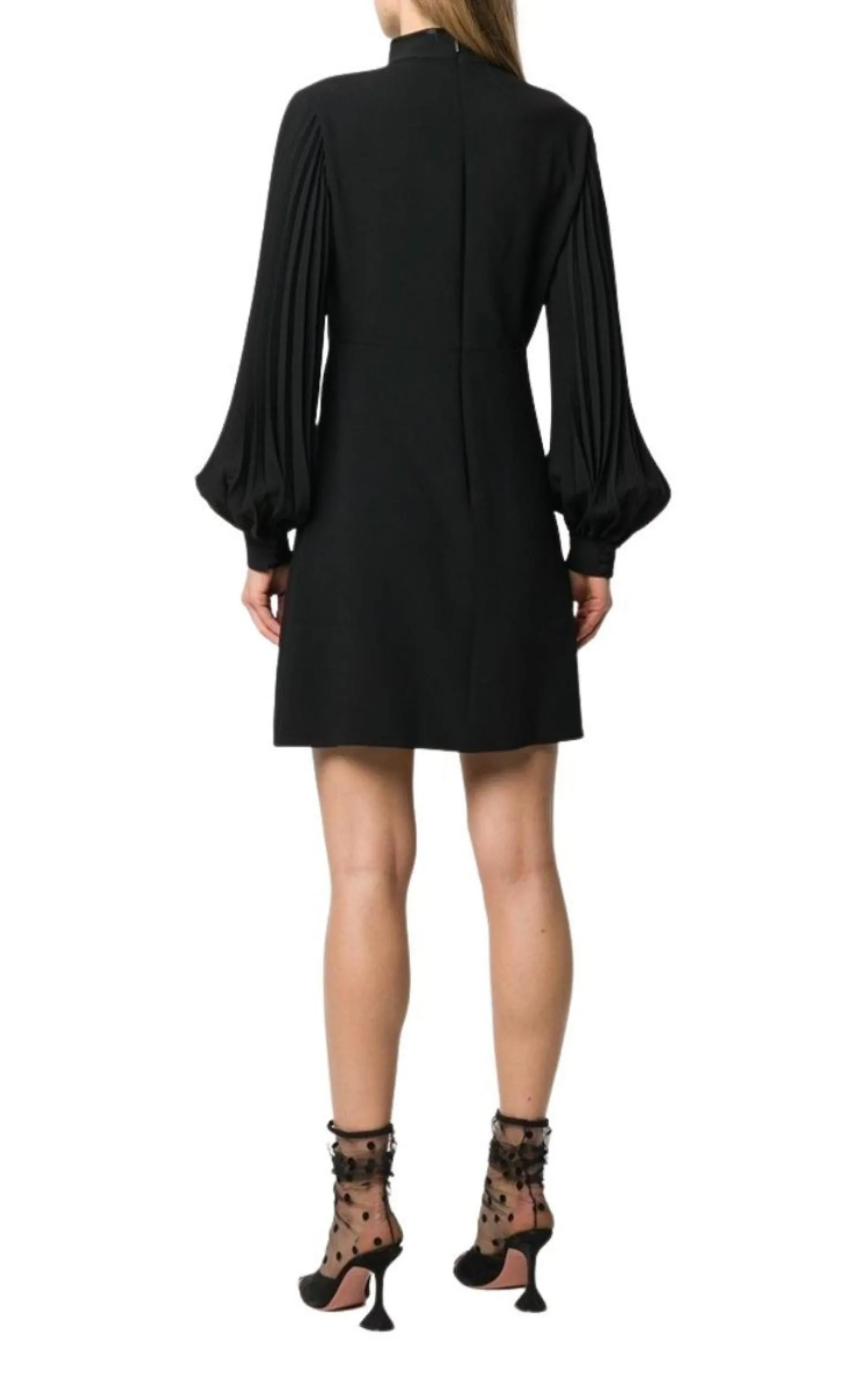 Heart Cutout Pleated Crepe Dress