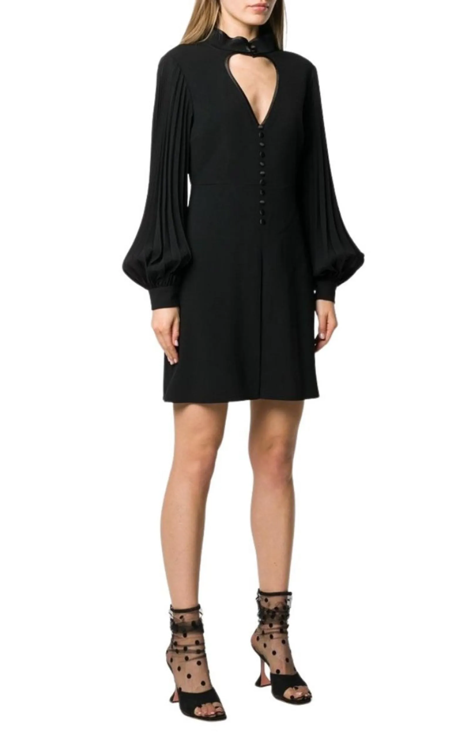 Heart Cutout Pleated Crepe Dress