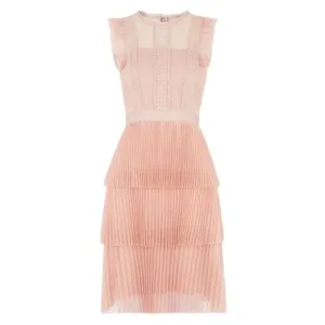 HEARTLOOM Anthro Lace Tiered Dress Dusty Rose Pink XS 0 2 NWOT
