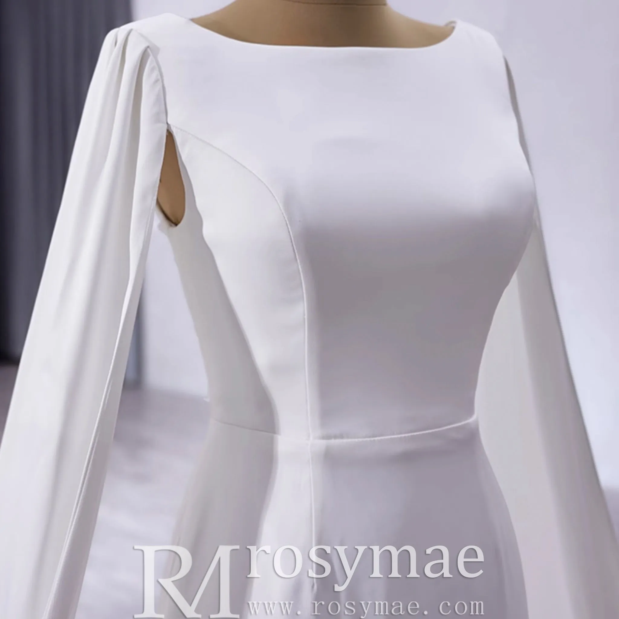 High-end Unique Ruffles Trumpet Wedding Dress With Long Sleeve