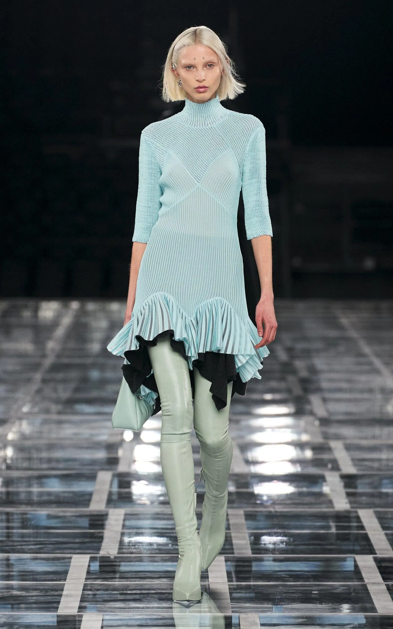 High-Neck Asymmetric Dress