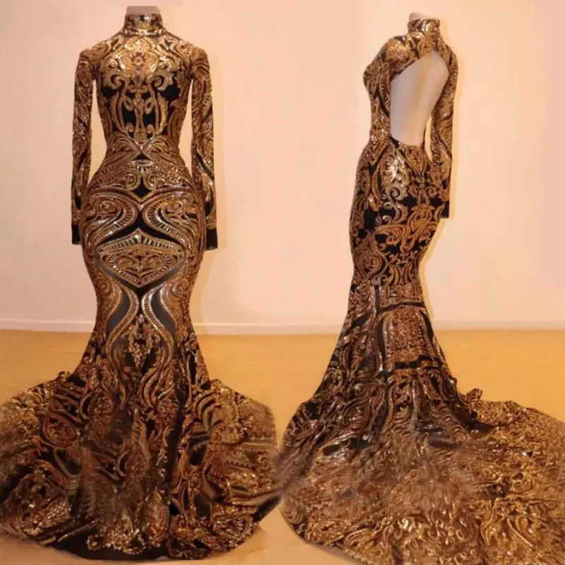 High Neck Mermaid Prom Dress with Intricate Lace Appliques