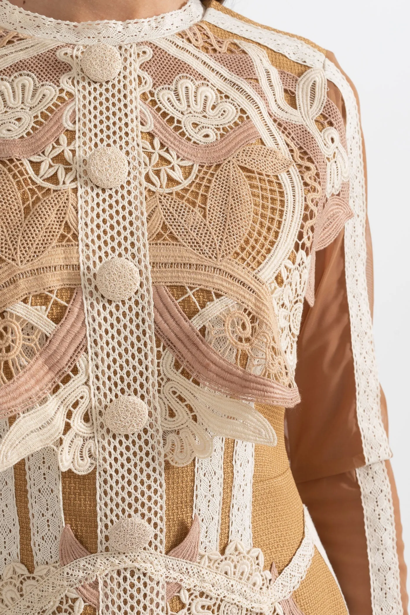 hollow lace peplum mini dress in yellow