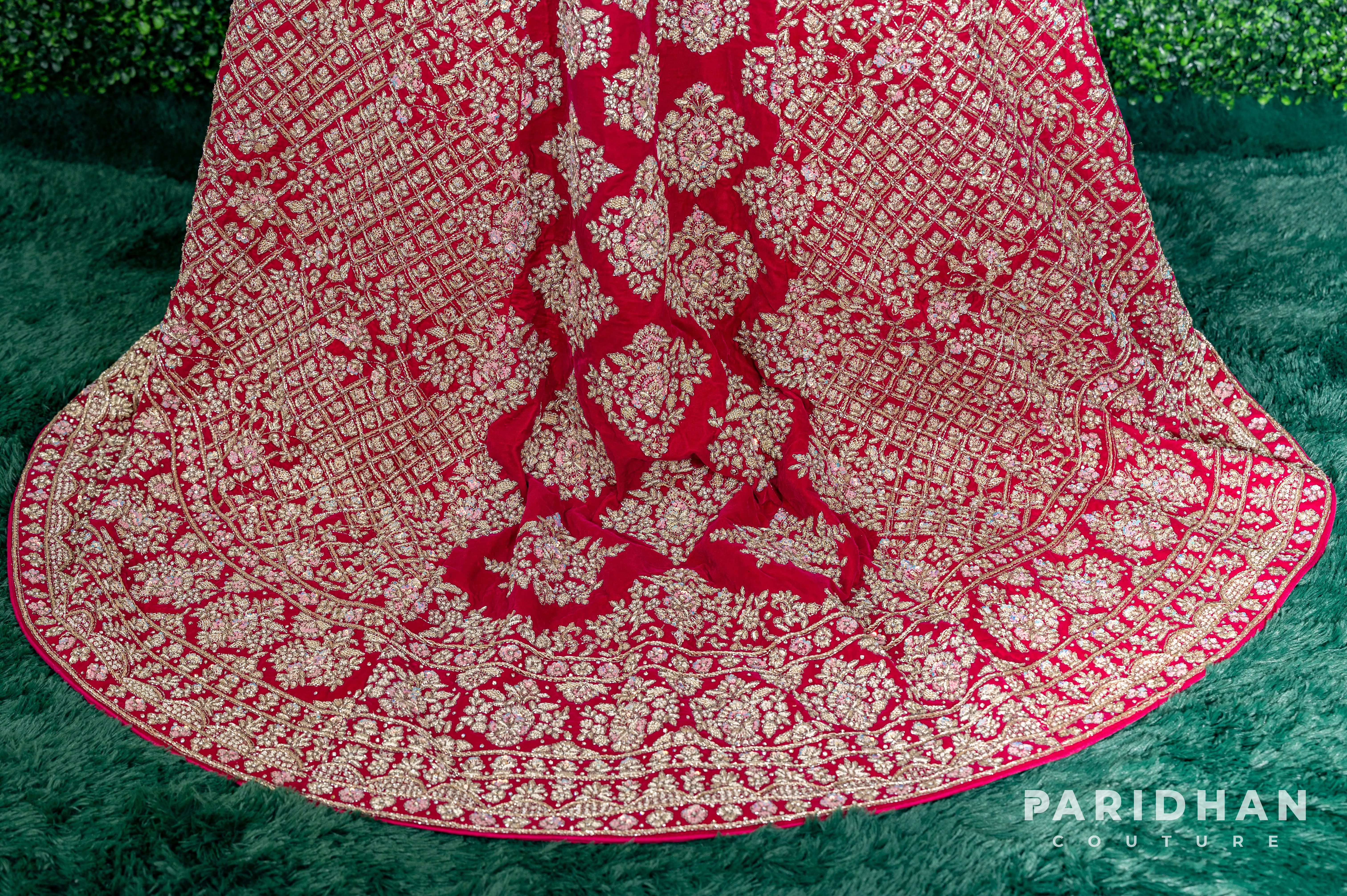 Hot Pink Zardozi Designer Wedding Lehenga