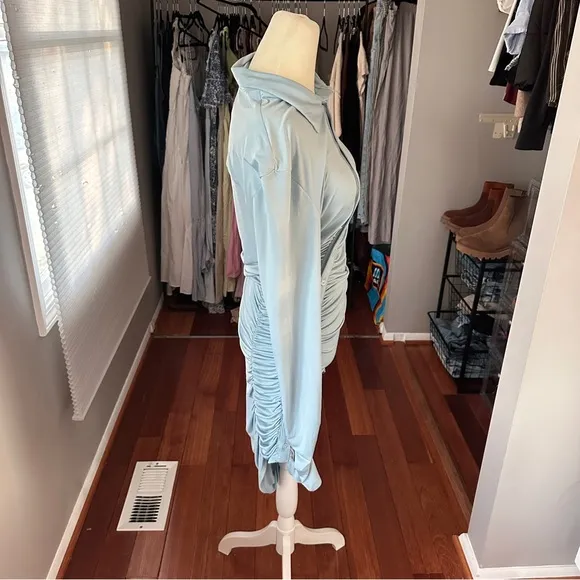 House of CB | Deana Mini Shirt Dress | Powder Blue | Large