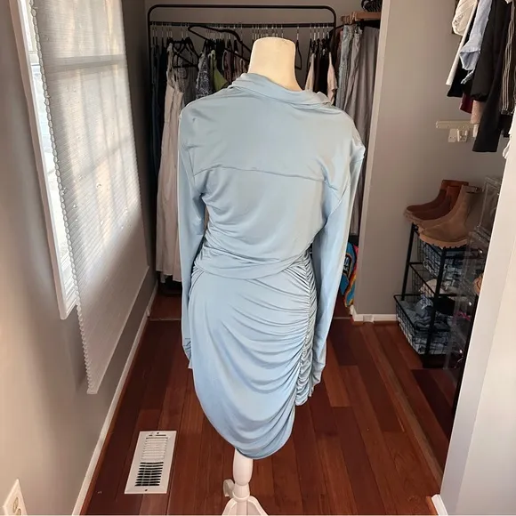 House of CB | Deana Mini Shirt Dress | Powder Blue | Large