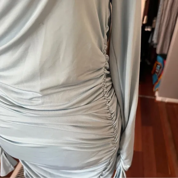 House of CB | Deana Mini Shirt Dress | Powder Blue | Large