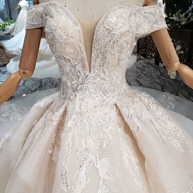 HTL224 Organza Fabric Off The Shoulder Women Wedding Dress Ball Gown