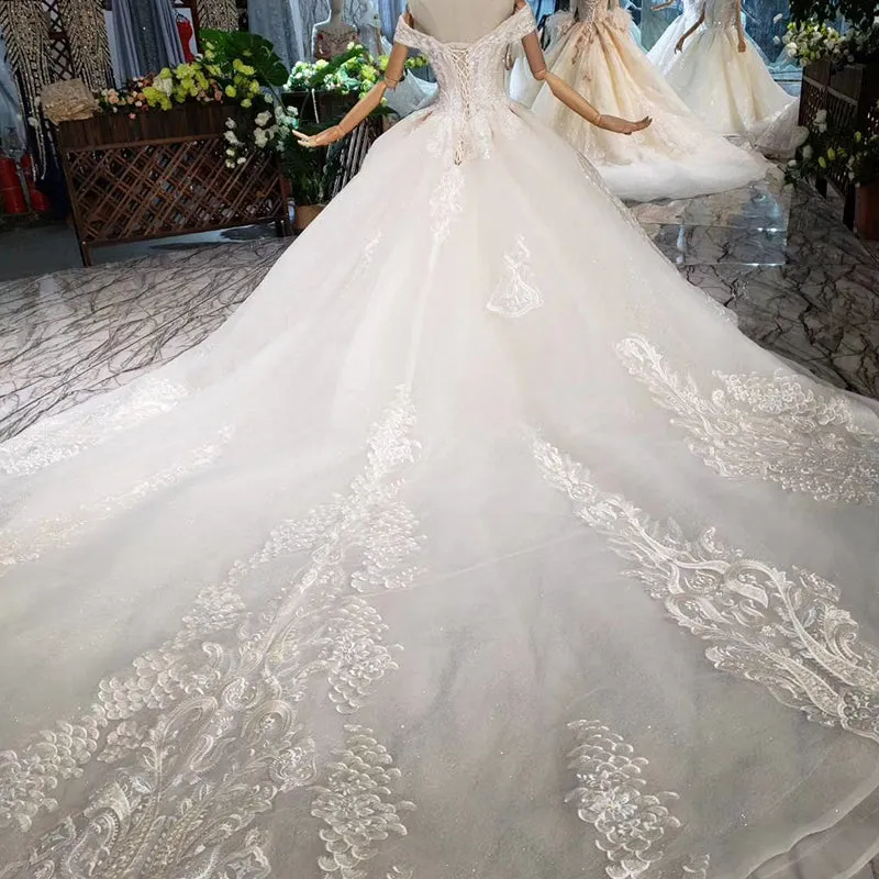 HTL224 Organza Fabric Off The Shoulder Women Wedding Dress Ball Gown