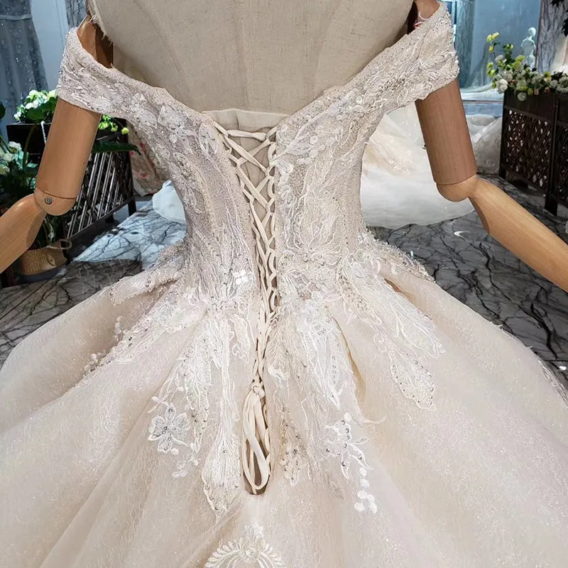 HTL224 Organza Fabric Off The Shoulder Women Wedding Dress Ball Gown