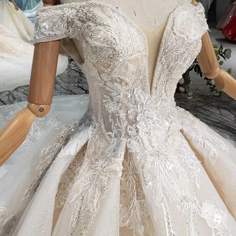 HTL224 Organza Fabric Off The Shoulder Women Wedding Dress Ball Gown