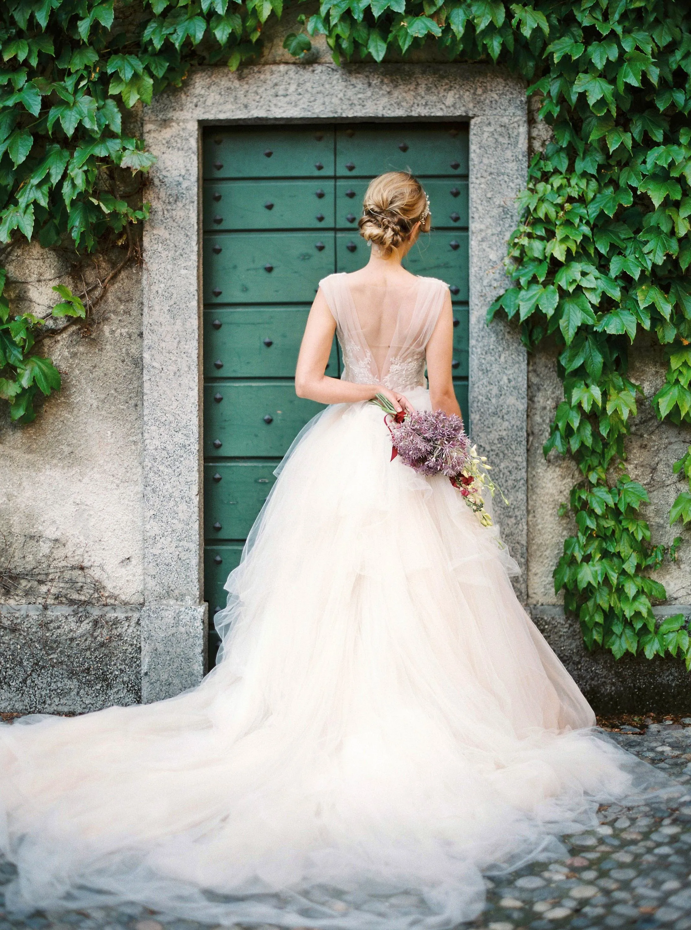Illusion Bodice Lace Ball Gown Wedding Dress Tulle Skirt