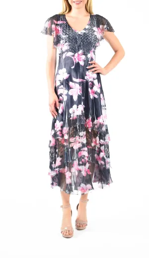 Ina Flower Flutter Sleeve Dress