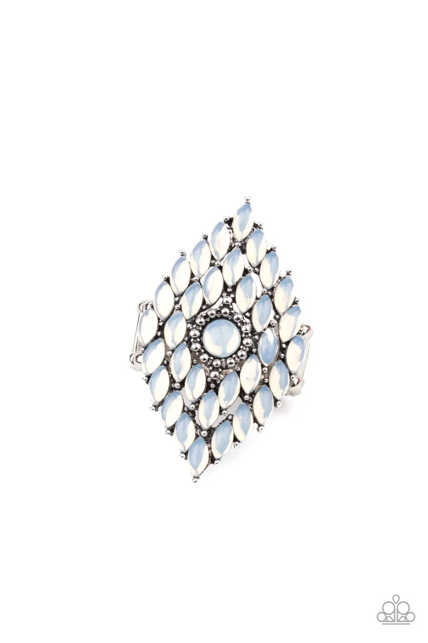 Incandescently Irresistible - White - Marquise Cut Iridescent Cat's Eye Stone Paparazzi Ring