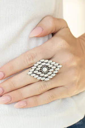 Incandescently Irresistible - White - Marquise Cut Iridescent Cat's Eye Stone Paparazzi Ring