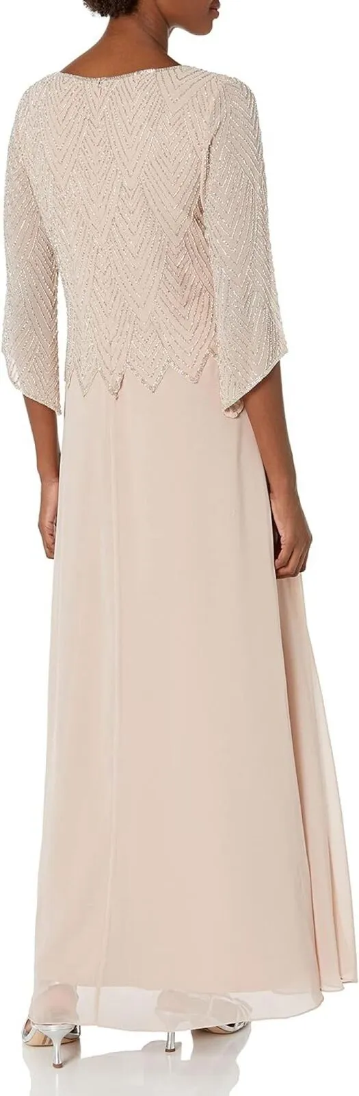 J Kara Womens Geometrical Beading 3/4 Sleeve Mock Flare Dress Blush Multi Pink 6