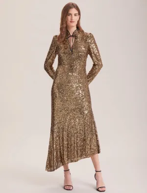 Jacquetta Sequin Maxi Dress - Gold