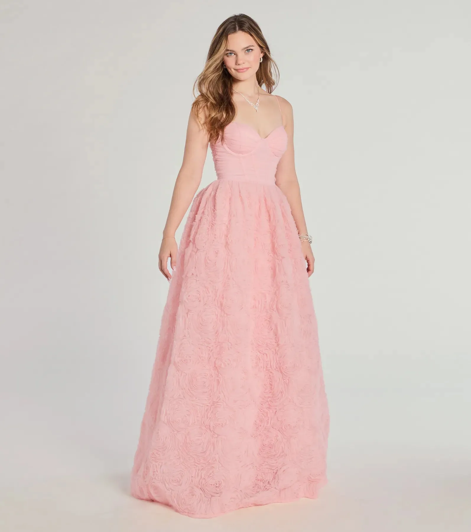 Jayla Floral Rosette A-Line Ball Gown