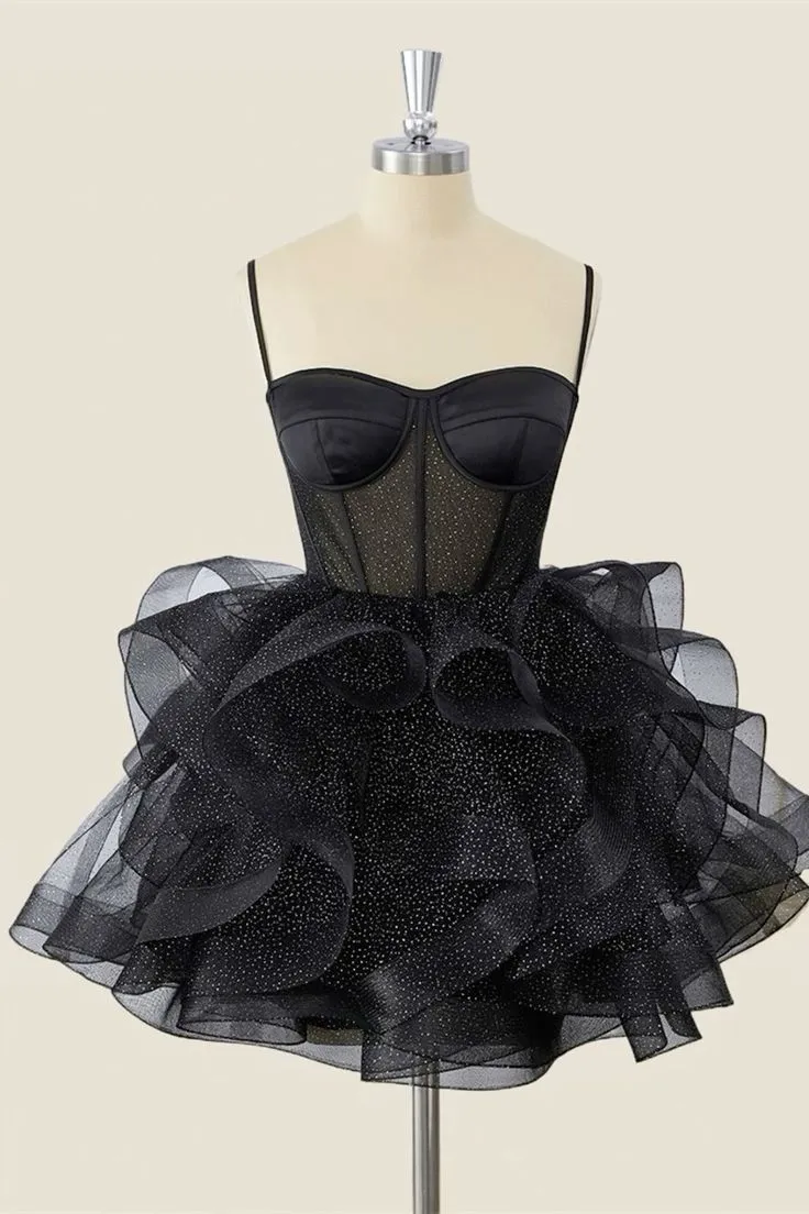 JazzHer Cute Ball Gown Spaghetti Straps Tulle Short Homecoming Dress Birthday Dresses (PRE-ORDER)
