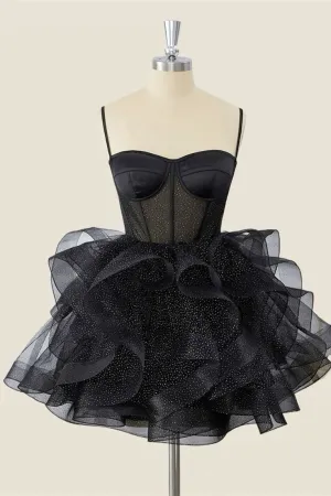 JazzHer Cute Ball Gown Spaghetti Straps Tulle Short Homecoming Dress Birthday Dresses (PRE-ORDER)