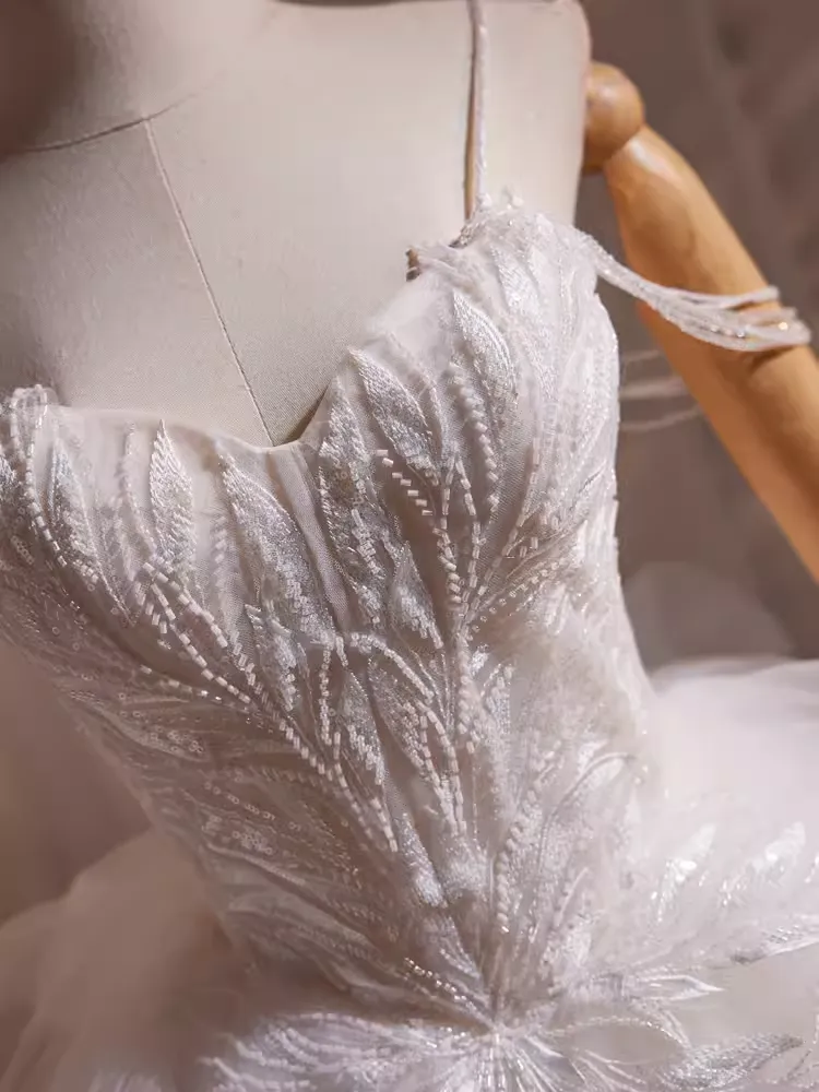 JazzHer Elegant Ball Gown Spaghetti Straps Tulle Party Dress White Homecoming Dresses (PRE-ORDER)