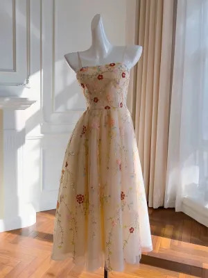 JazzHer Fairytale A line Spagetti Straps Champagne Beads Tulle Homecoming Dress Birthday Dresses (PRE-ORDER)