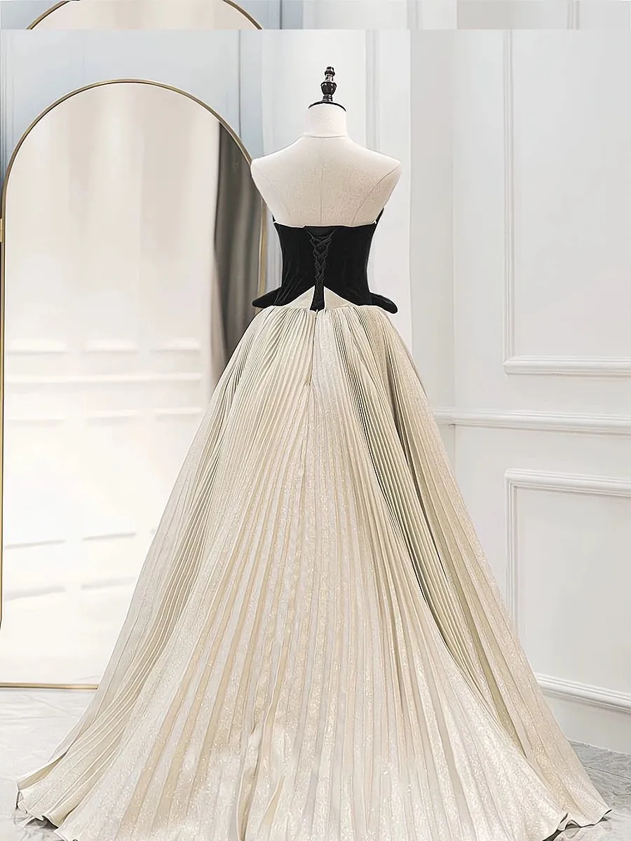 JazzHer Pretty Ball Gown Strapless Tulle Layers Long Champagne Ruffles Prom Dresses Sweet  Dresses With Gloves (PRE-ORDER)