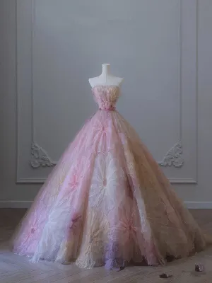 JazzHer Pretty Ball Gown Sweetheart Floral Tulle Long Prom Dresses Party Gown Evening Dress (PRE-ORDER)