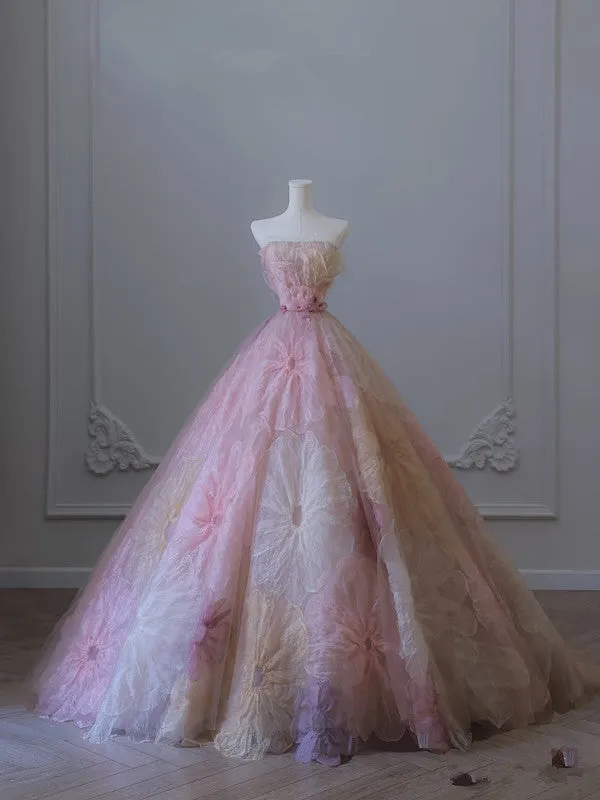 JazzHer Pretty Ball Gown Sweetheart Floral Tulle Long Prom Dresses Party Gown Evening Dress (PRE-ORDER)