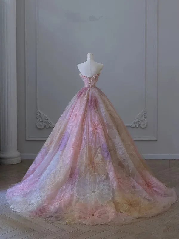 JazzHer Pretty Ball Gown Sweetheart Floral Tulle Long Prom Dresses Party Gown Evening Dress (PRE-ORDER)