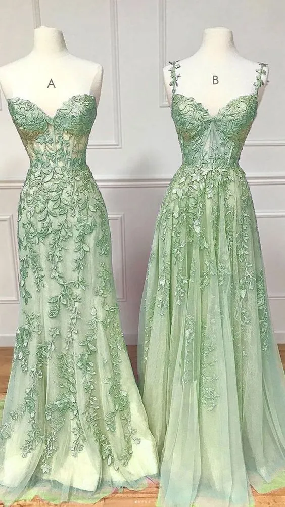 JazzHer Sexy Mermaid Sweetheart Mint Green Tulle Lace Prom Dresses Party Evening Dress (PRE-ORDER)