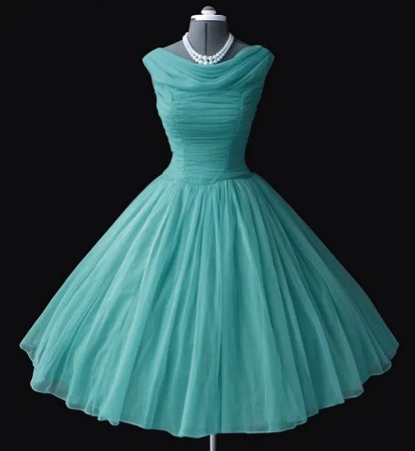 JazzHer Vintage s Blue Crew Cap Sleeves Mini Short Tulle Homecoming Dresses (PRE-ORDER)