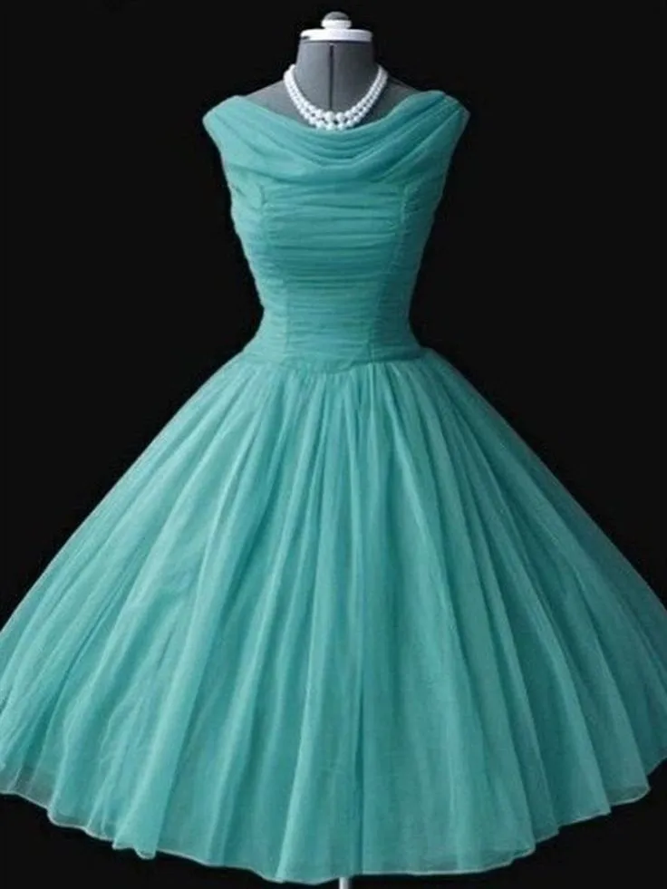 JazzHer Vintage s Blue Crew Cap Sleeves Mini Short Tulle Homecoming Dresses (PRE-ORDER)