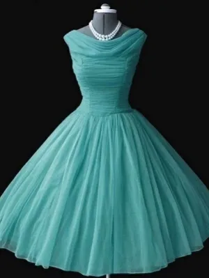JazzHer Vintage s Blue Crew Cap Sleeves Mini Short Tulle Homecoming Dresses (PRE-ORDER)