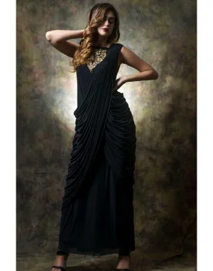 KAIRA's Black Georgette Drape Gowns for Rent