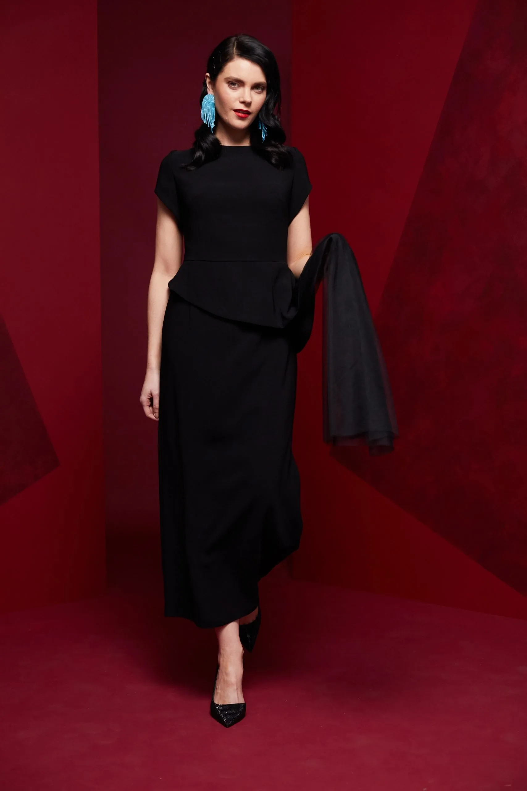 Kate Cooper Peplum Dress With Mesh Panel