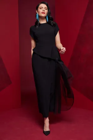 Kate Cooper Peplum Dress With Mesh Panel
