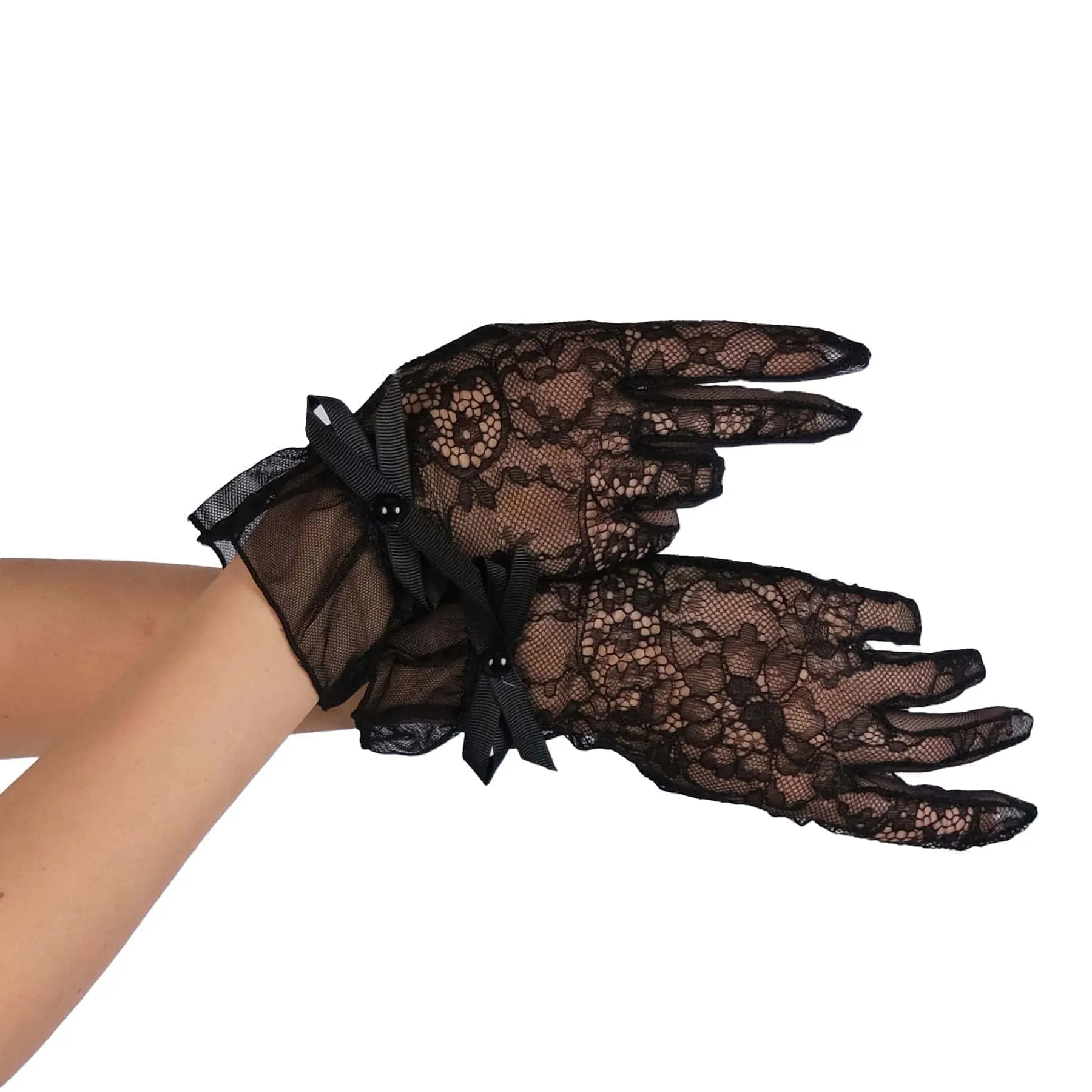 Lace Ribbon Bridal Gloves Wedding Costume Gloves Women's Ribbon Gloves