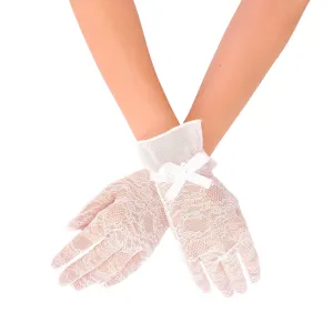 Lace Ribbon Bridal Gloves Wedding Costume Gloves Women's Ribbon Gloves