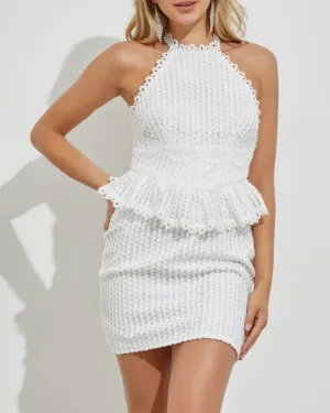 Lace Ruffle Peplum Mini Dress