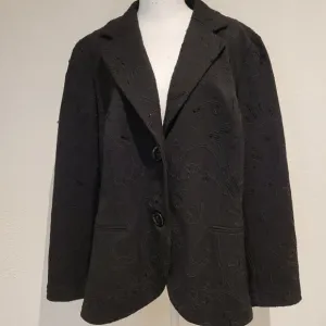 Lafayette 148 Black Wool Blazer Jacket with Beaded Embroidery Embellishments